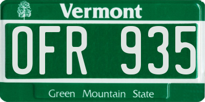 VT license plate OFR935