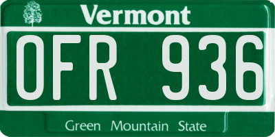 VT license plate OFR936