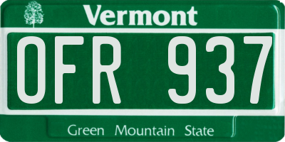 VT license plate OFR937