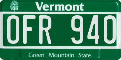 VT license plate OFR940
