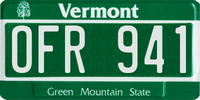 VT license plate OFR941