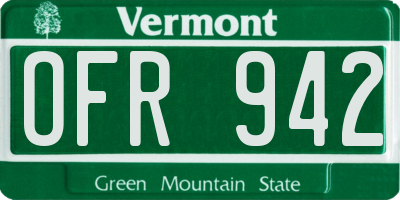 VT license plate OFR942