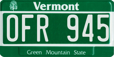 VT license plate OFR945