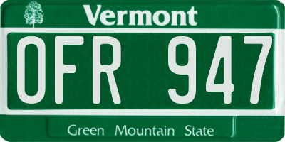 VT license plate OFR947