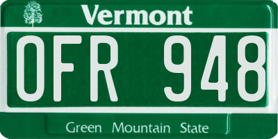 VT license plate OFR948