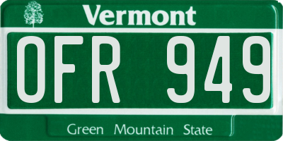 VT license plate OFR949