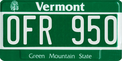 VT license plate OFR950