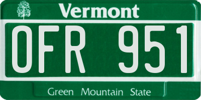 VT license plate OFR951