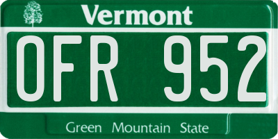 VT license plate OFR952