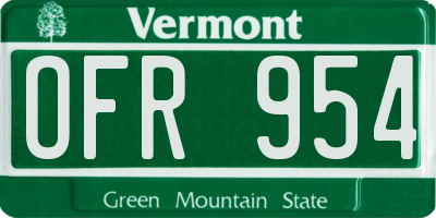 VT license plate OFR954