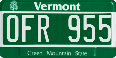VT license plate OFR955