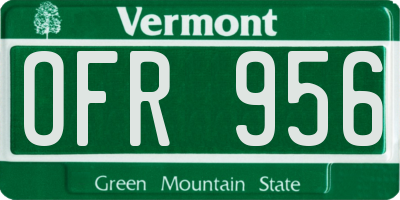 VT license plate OFR956
