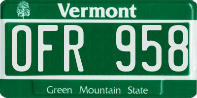 VT license plate OFR958