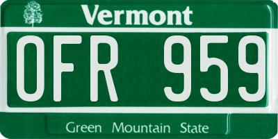VT license plate OFR959