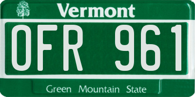 VT license plate OFR961