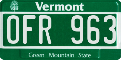 VT license plate OFR963