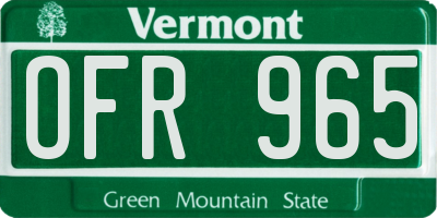 VT license plate OFR965