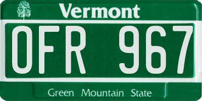 VT license plate OFR967