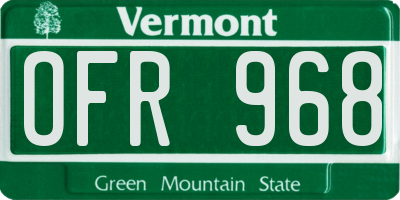 VT license plate OFR968
