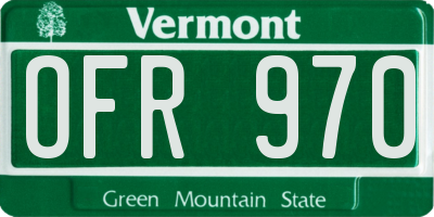 VT license plate OFR970