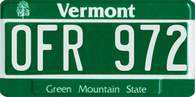 VT license plate OFR972