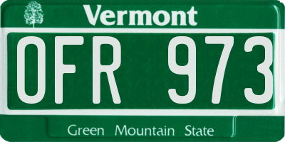 VT license plate OFR973