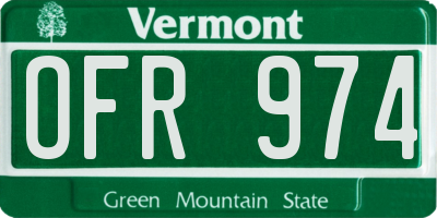 VT license plate OFR974