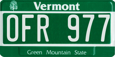 VT license plate OFR977