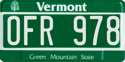 VT license plate OFR978