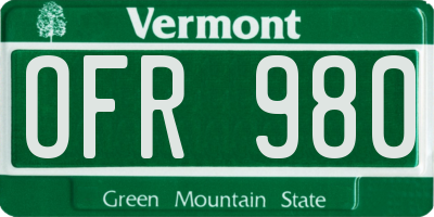 VT license plate OFR980