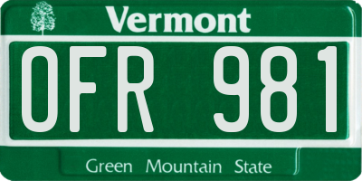 VT license plate OFR981