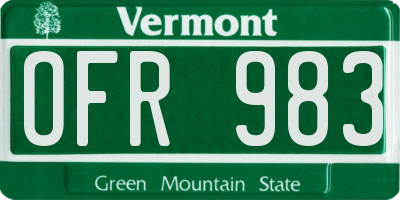 VT license plate OFR983