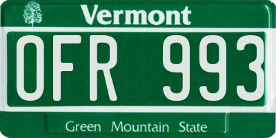 VT license plate OFR993