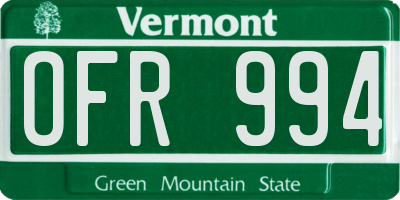 VT license plate OFR994