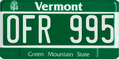 VT license plate OFR995