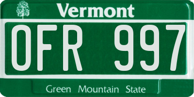 VT license plate OFR997