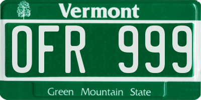 VT license plate OFR999