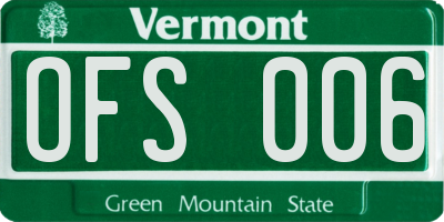 VT license plate OFS006