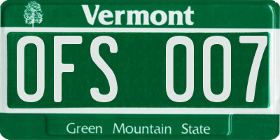 VT license plate OFS007