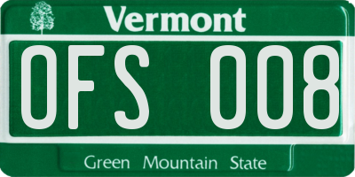 VT license plate OFS008