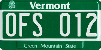 VT license plate OFS012