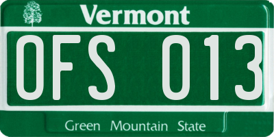 VT license plate OFS013