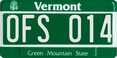 VT license plate OFS014