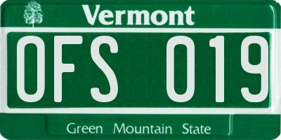 VT license plate OFS019