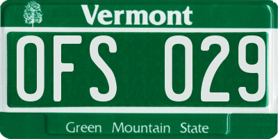 VT license plate OFS029