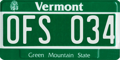 VT license plate OFS034