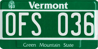 VT license plate OFS036