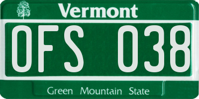 VT license plate OFS038