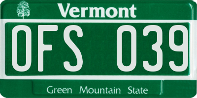 VT license plate OFS039