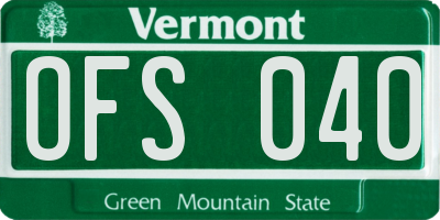 VT license plate OFS040